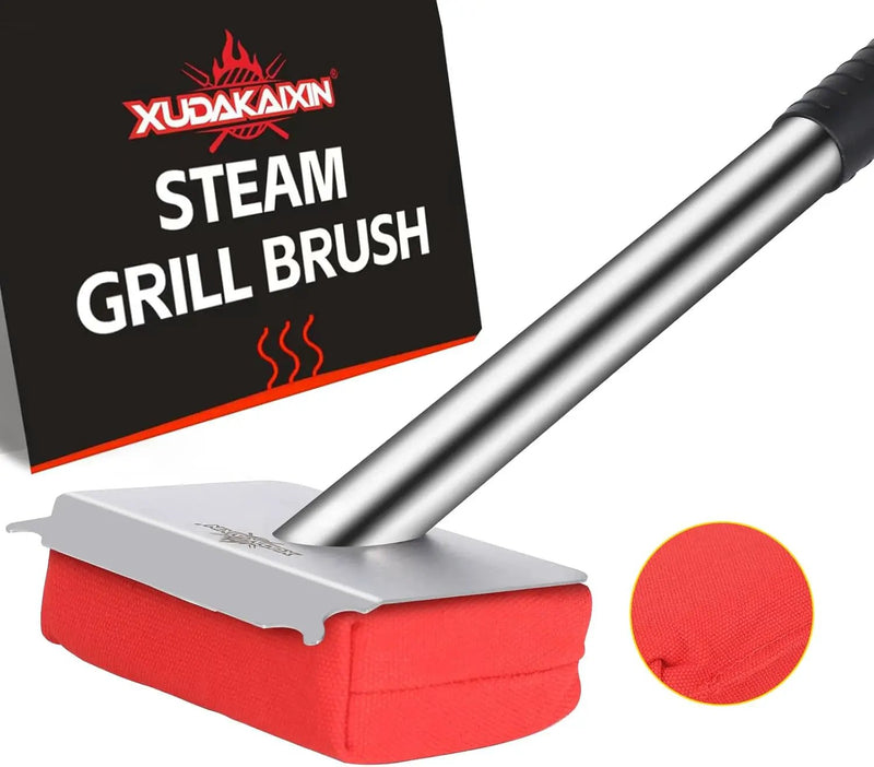 Grill Brush Bristle Free,BBQ Replaceable Scraper Cleaning Head,Safe Grill Accessories for Cast Iron Grates/Porcelain/Weber Gas/Charcoal Grill,Grill Brush for Outdoor Grill-Red by GreenHaven Gardens