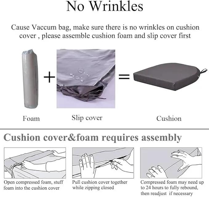 17 x 17 Inch Outdoor Seat Cushions for Patio Furniture with Non Slip and Ties Waterproof & UV Resistant Round Corner Outdoor Chair Cushions Replacement Set of 2, Navy Blue by GreenHaven Gardens