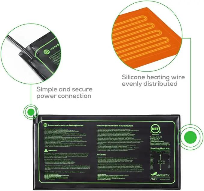 MET Certified 4 Pack Seedling Heat Mat, Seedfactor Waterproof Durable Germination Station Heat Mat, Warm Hydroponic Heating Pad for Indoor Home Gardening Seed Starter by GreenHaven Gardens