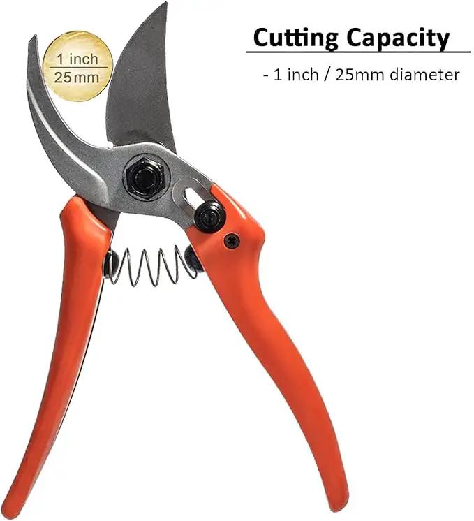 BUGUI 8" Gardening Scissors, Bypass Pruning Shears, 1" Cutting Capacity Sharp Garden Clippers with Low-friction Painted Stainless Steel Blade by GreenHaven Gardens