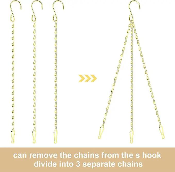 RIFNY Gold Hanging Chains with Hooks, 10 Pieces 24 Inch Chain for Hanging Bird Feeders Planters Baskets Billboards Lanterns Wind Chimes Ornaments Outdoor/Indoor Use (24 inch 10pcs) by GreenHaven Gardens