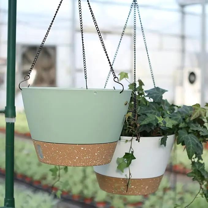 ZMTECH Hanging Planters for Indoor Plants Set of 2 Self Watering Hanging Pots Hanging Baskets Hanging Flower Pots for Outdoor Hanging Plants(8 Inch, Green) by GreenHaven Gardens