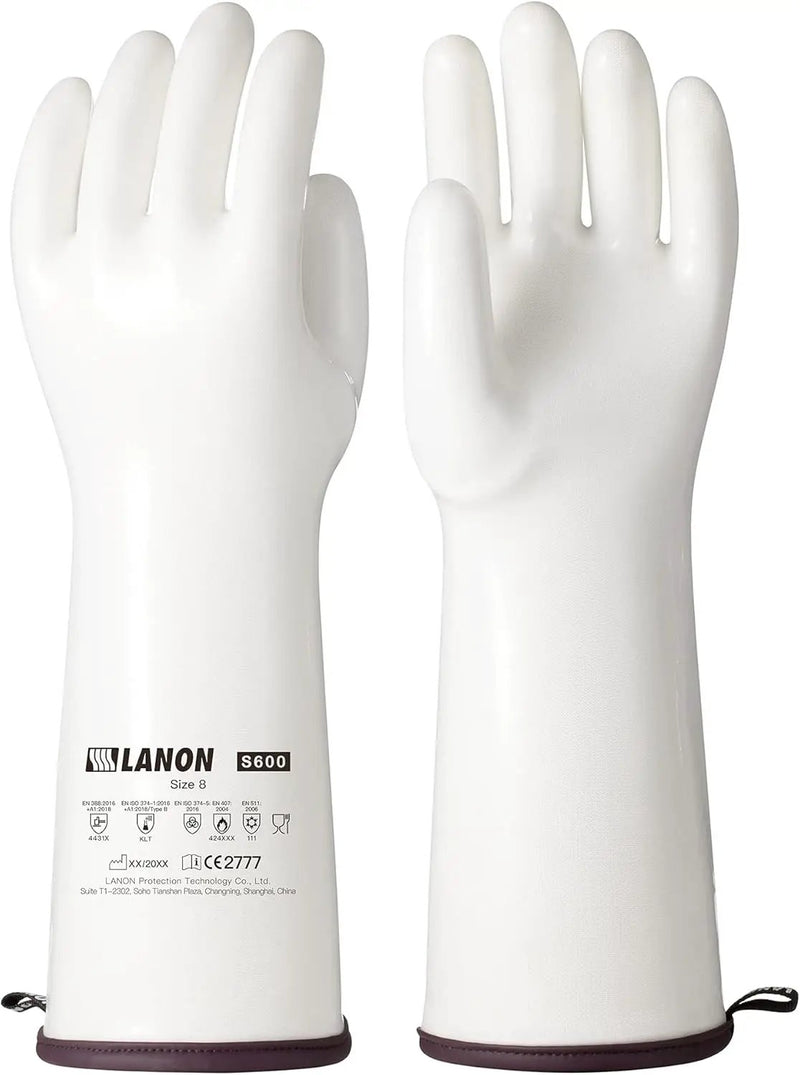 LANON 15" Liquid Silicone Heat Resistant Oven Gloves, Food Grade, CoralAir Liner, Waterproof, Extra Long, Medium by GreenHaven Gardens