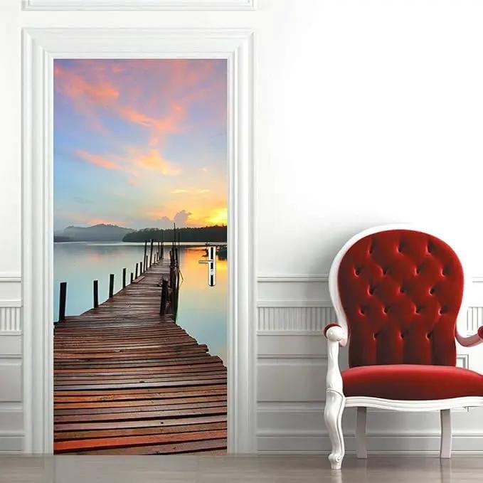 3D Door Stickers Murals - Peel and Stick - PIER - Wallpaper Self-Adhesive Decals - Removable PVC Waterproof Door Poster - Bedroom, Living Room - 37.4" x 78.7" by GreenHaven Gardens