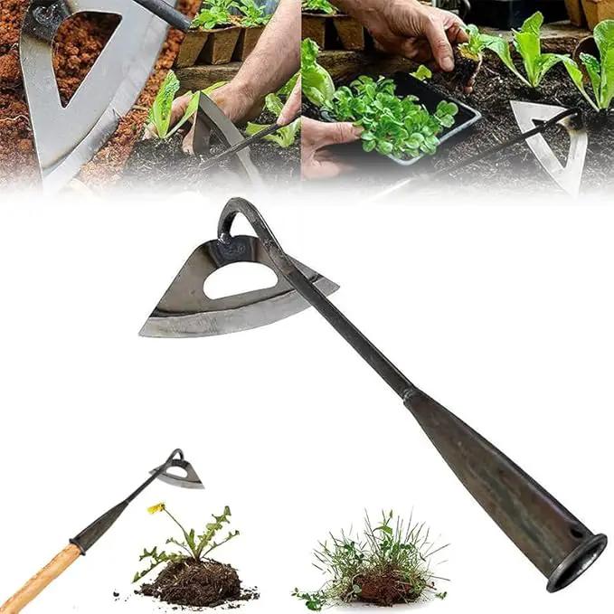 Garden Tools Hollow Hoe, All-Steel Hardened Hollow Hoe, Sharp Garden Edger Weeder, Durable Gardening Hoe Hand Tool Weed Puller Accessories for Backyard Weeding, Soil Loosening, Farm Planting (Long) by GreenHaven Gardens
