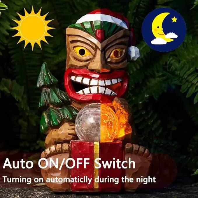 Outdoor Garden Decor-Christmas Tiki Totem Statues Light Beautiful Gift-Giving for Your Indoor Christmas & Holiday Decorations（9.65“） by GreenHaven Gardens