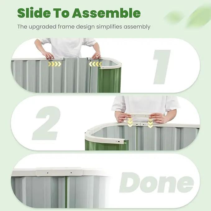 KING BIRD Raised Garden Bed Quick-Install Galvanized Planter Garden Box Outdoor for Gardening, Vegetables, Flowers 7.2x1.7x2 Ft, Green by GreenHaven Gardens