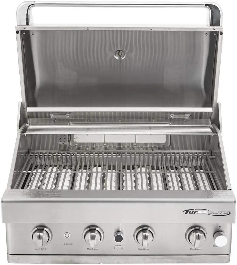 Turbo Elite 32-inch 4-Burner Built-In BBQ Gas Grill - Natural Gas by GreenHaven Gardens