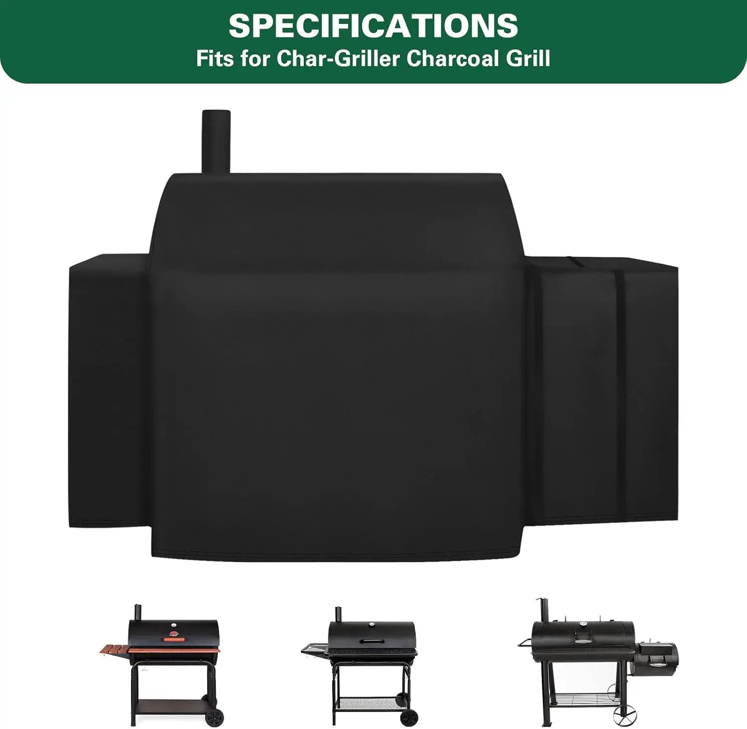 Grill Cover Fits for Char-Griller Outlaw 3724, E2137, Pro Deluxe 2735 Grill, Expandable BBQ Grill Cover 600D Heavy Duty Charcoal Grill Cover Waterproof Outdoor Grilling Cover, Model 3737 by GreenHaven Gardens