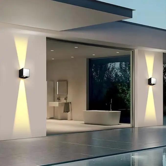 LANFU Indoor Cube Wall Light 10W COB 3000K Modern Up/Down Wall Sconce for Bedroom Living Room Staircase Lighting Fixture,1200 Lumen, Outside Wall Lights for House IP65 Waterproof Porch Lights by GreenHaven Gardens