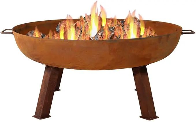 Sunnydaze 34-Inch Cast Iron Heavy-Duty Fire Pit for Outside - Wood-Burning Outdoor Fire Pit Bowl with Handles - Oxidized Finish by GreenHaven Gardens