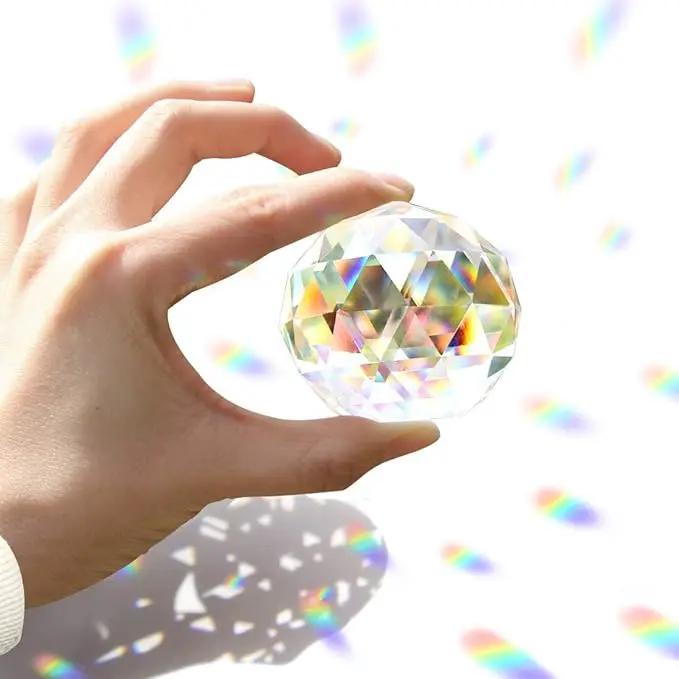 2 Pack Clear Glass Crystal Ball Prisms Window Rainbow Maker Sphere Faceted Gazing Ball Prism Prism Suncatcher for Home Décor, Feng Shui, (60mm /2.36inch, 2 pcs) by GreenHaven Gardens