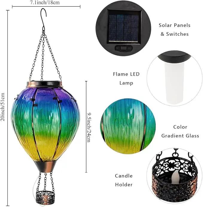 DREAMSOUL Large Hot Air Balloon Solar Lantern with Candle Holder, Hanging Solar Hot Air Balloon Lantern with Flame for Garden Yard Tree Decor by GreenHaven Gardens