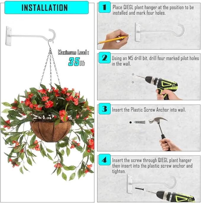 10inch Heavy Duty Plant Hangers Outdoor or Indoor Bird Feeder Hanger Shepherd Hooks 2pcs White Metal Wall Hook for Hanging Plant Bracket, Lantern, Flower Basket, Wind Chimes by GreenHaven Gardens