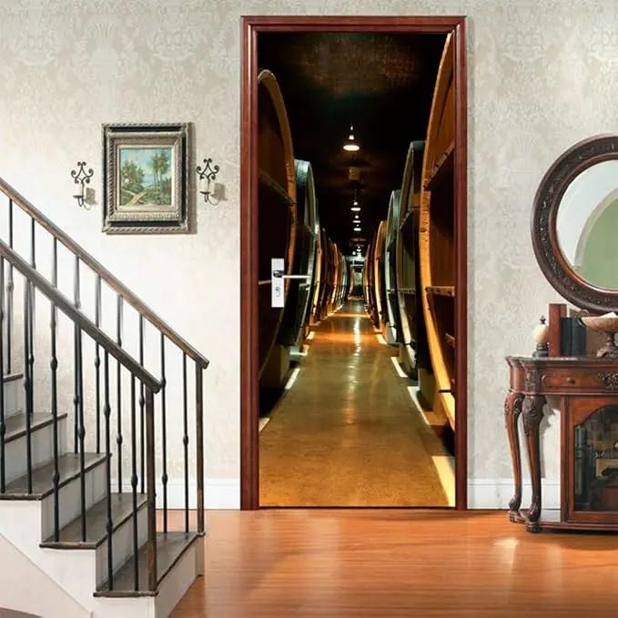 3D Door Stickers Murals Peel and Stick - Wine Cellar - Door Wallpaper Self-Adhesive Door Decals Removable PVC Waterproof Door Poster for Bedroom Living Room Door 37.4" x 78.7" by GreenHaven Gardens