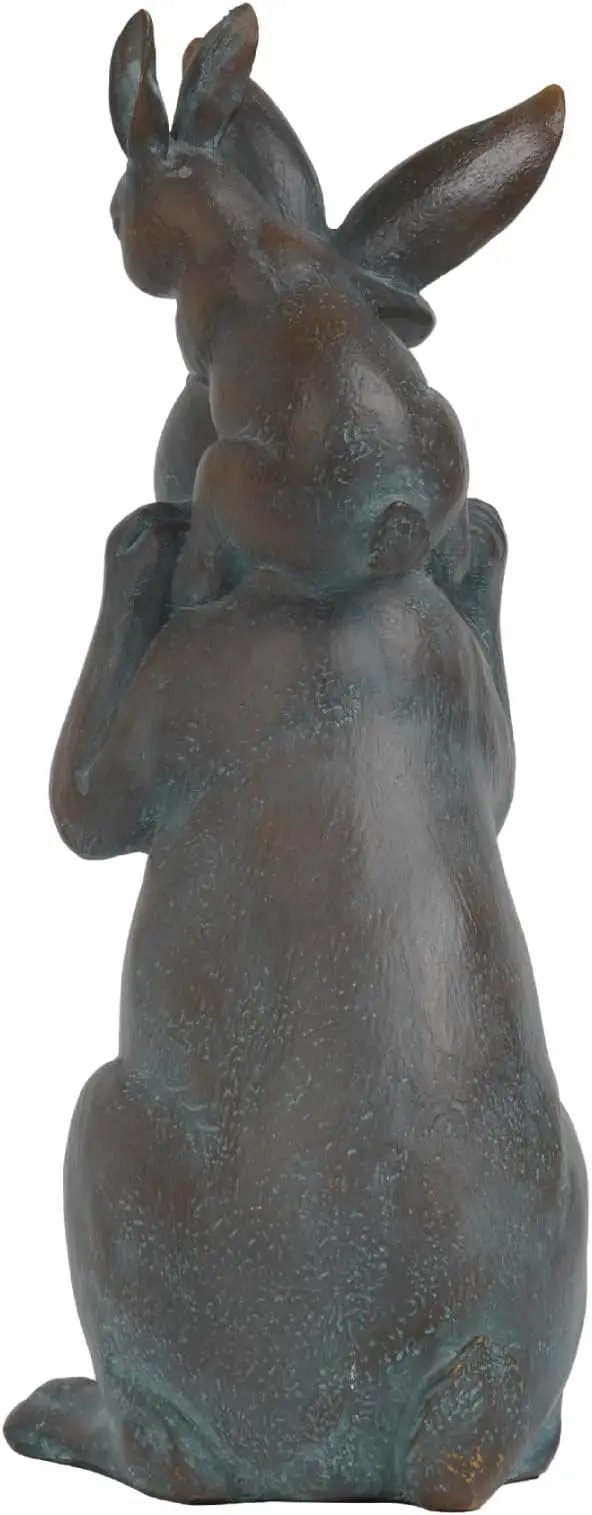 Rabbit Garden Statues Bunny Decorations - Easter Bunny Father with Baby Figurine Easter Gift Dark Gray Garden Spring Bunny Sulpture for Yard Framhouse Outdoor Décor 7*5.25*15.25 in Newman House Studio by GreenHaven Gardens
