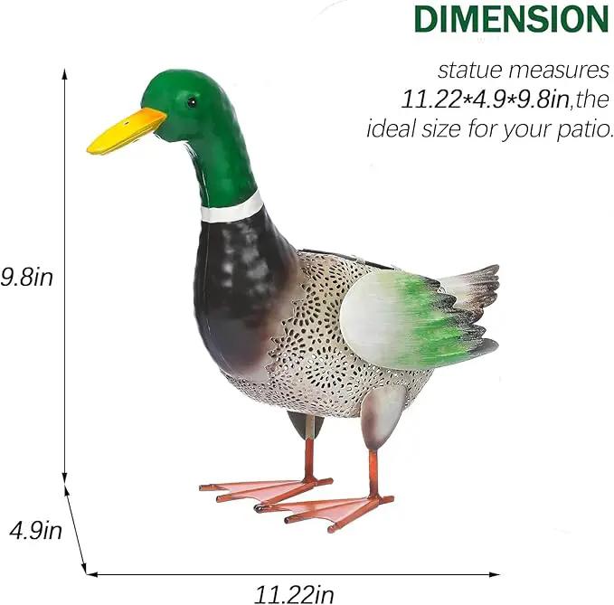 Metal Outdoor Duck,with Solar Light Duck Ornament, Metal Mallard Sculptures, for Backyard Patio Decor and Garden Lawn Decor, Mother's Day and Father's Day Gifts9.8H (Mallard) by GreenHaven Gardens