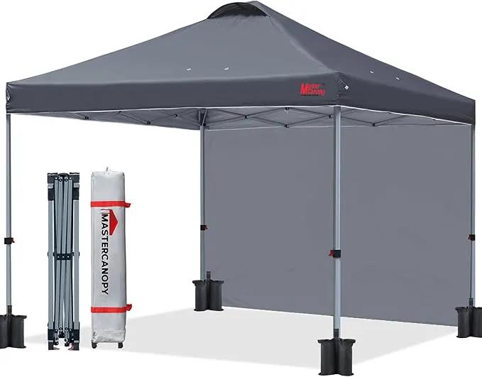 MASTERCANOPY Durable Pop-up Canopy Tent with 1 Sidewall (10'x10',Dark Gray) by GreenHaven Gardens
