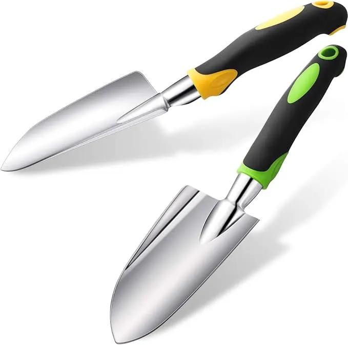 2 Pcs Garden Trowel Hand Shovel Tool Soil Scoop with Soft Rubberized Non Slip Handle Aluminum Alloy Potting Shovel for Digging Planting (Yellow, Green) by GreenHaven Gardens