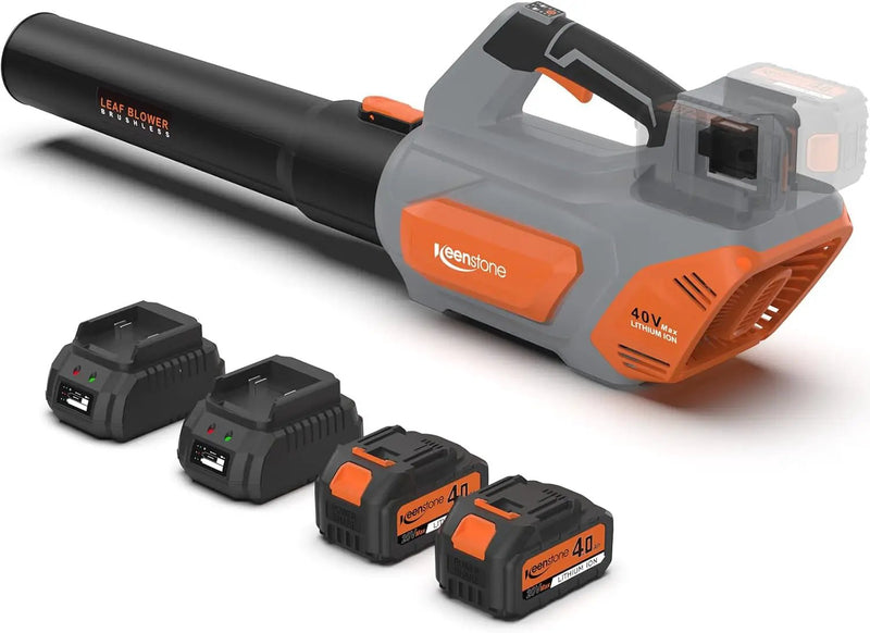 Keenstone Leaf Blower, Cordless Leaf Blowers Max 620-CFM 120-MPH with 2 * 4000mAh Batteries and 2*Fast Chargers, Lightweight Leaf Blower Cordless with 3 Speed Modes for Patio, Lawn, Yard, Leaves 40V by GreenHaven Gardens