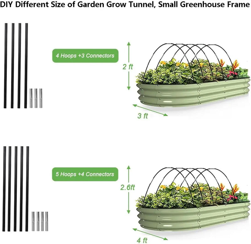 Greenhouse Hoops Grow Tunnel, 5 Sets of 7FT Garden Hoops for Raised Beds, Rust-Proof Fiberglass Frame for Garden Netting, Greenhouse Kit, Plant Shade Cloth, Plant Row Cover, 25 pcs by GreenHaven Gardens