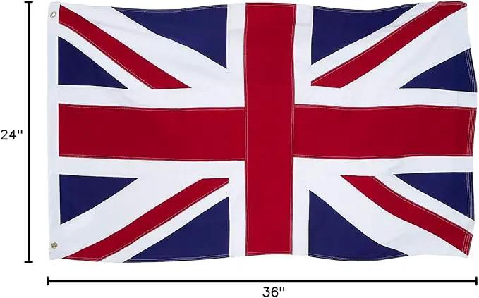 Homissor British Flag 2x3 Union Jack England Flags Embroidered Sewn Stripes United Kingdom UK Flag Heavy Duty Outdoor by GreenHaven Gardens