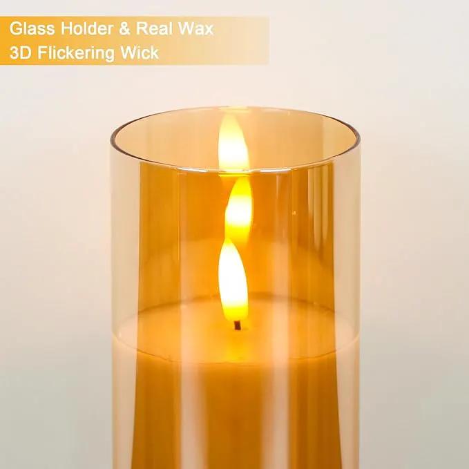 Rechargeable Candles Flickering with Remote, Rechargeable Flameless Candles with Timer, LED Candles Battery Operated with 3D Wick and Charging Cable for Valentine's Day Home Decor(Gold) by GreenHaven Gardens