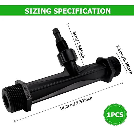 Fertilizer Injector Tube, Irrigation Venturi Fertilizer Injector 3/4Inch Agriculture Garden Fertilizer Mixer Injector Agriculture Tool Plastic (Black) by GreenHaven Gardens