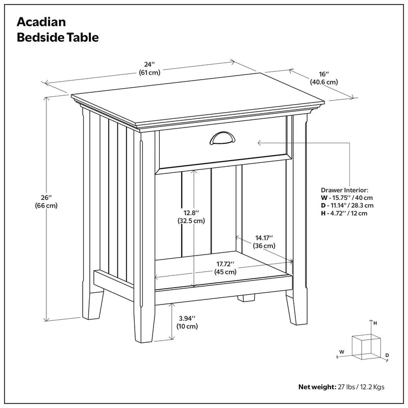 Acadian - Bedside Table, Handcrafted by Unique Piece Furniture