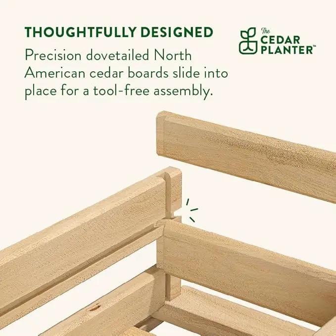 Greenes Fence Cedar Wood Planter Box, 32" x 11" x 10" - Made in USA with North American Cedar by GreenHaven Gardens