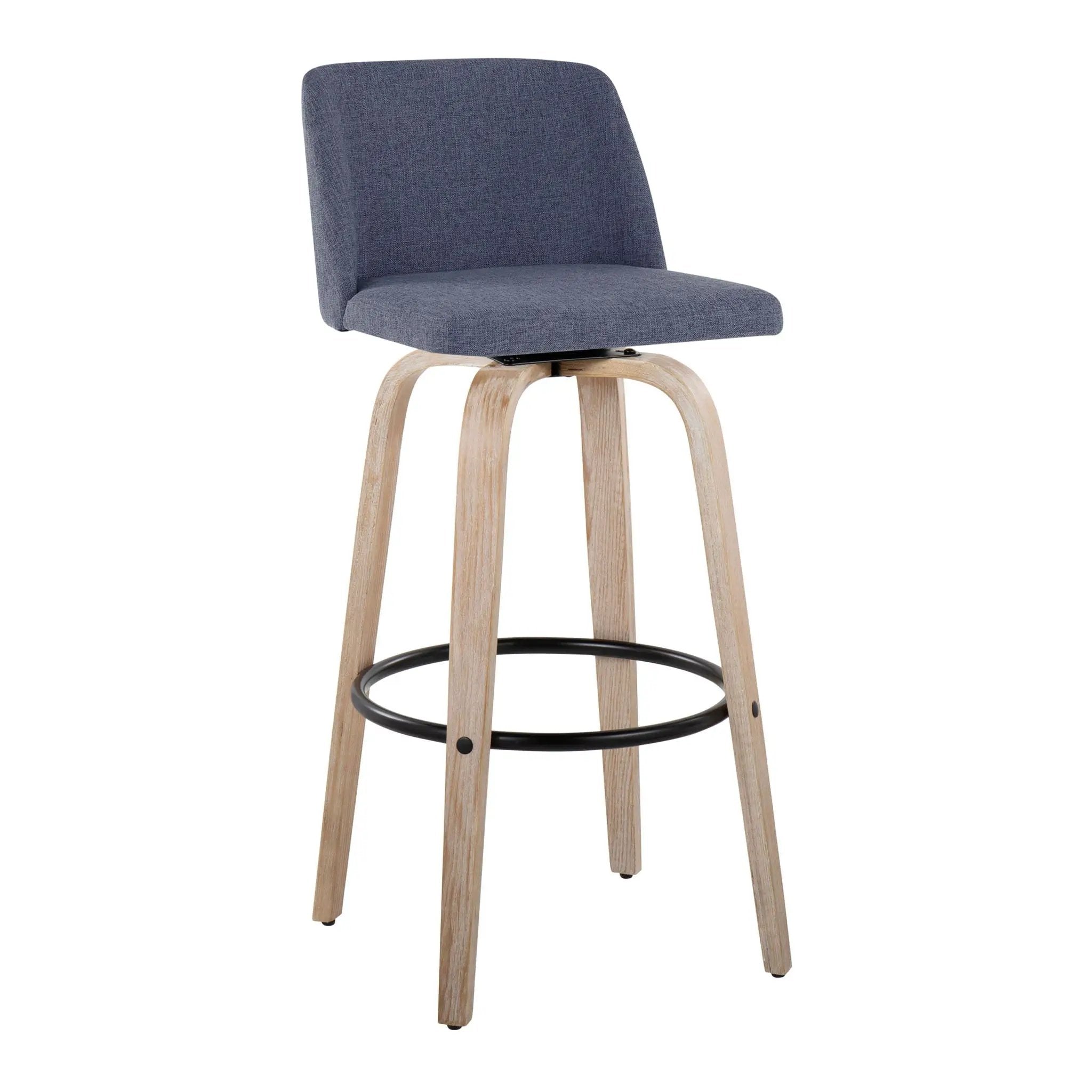 Toriano - Mid-Century Modern Fixed Height BarStool With Round Footrest (Set of 2) by Unique Piece Furniture