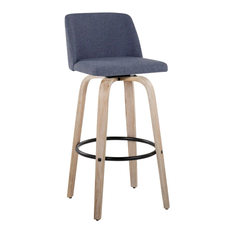Toriano - Mid-Century Modern Fixed Height BarStool With Round Footrest (Set of 2) by HouseOfZazla