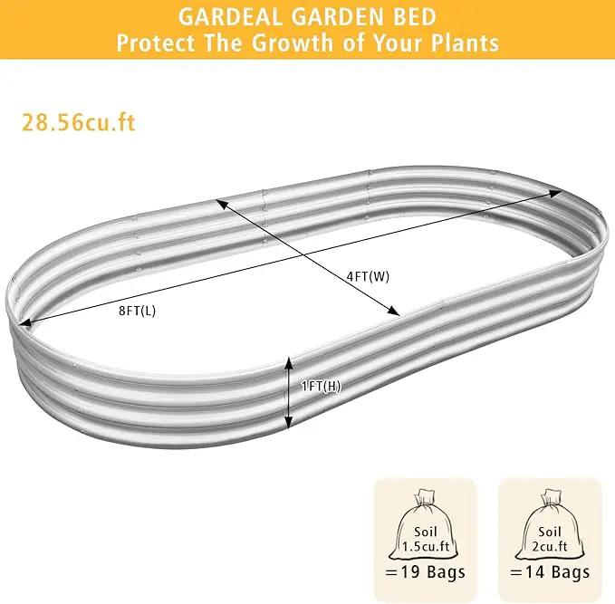 Garden 8x4x1ft Galvanized Raised Garden Bed Kit - Metal Planter Boxes for Vegetables/Herbs/Flowers, Heavy-Duty Steel Outdoor Garden Box with Reinforced Edges(8X4X1FT) by GreenHaven Gardens