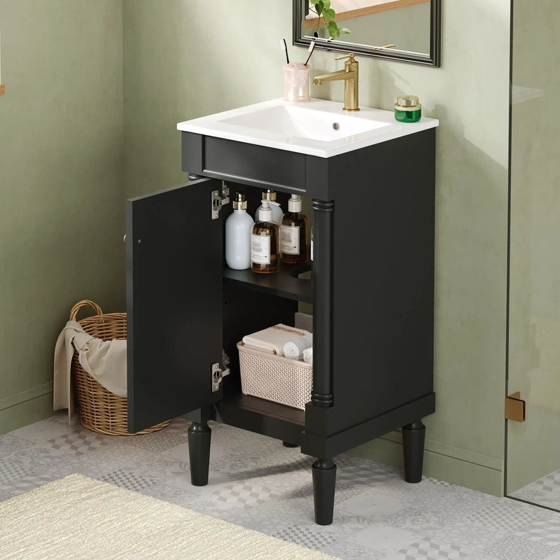 French Style Bathroom Cabinet With Sink, Adjustable Shelf by Unique Piece Furniture