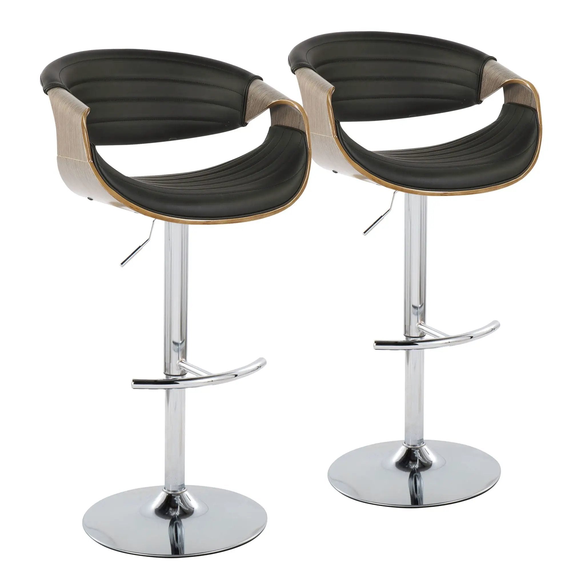 Symphony - Mid Century Modern Adjustable Barstool With Swivel & Rounded T Footrest (Set of 2) by Unique Piece Furniture