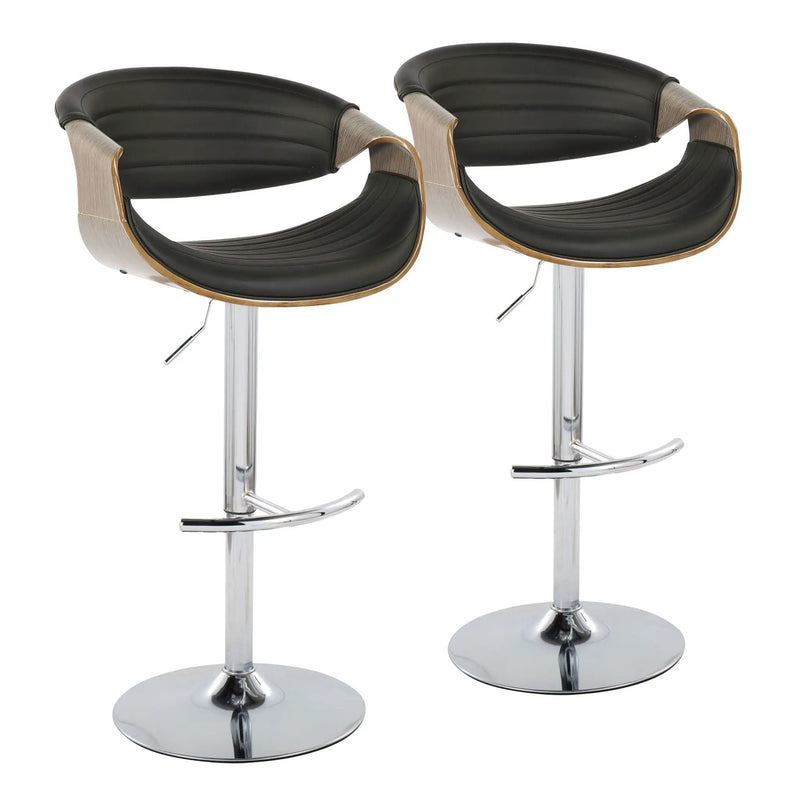 Symphony - Mid Century Modern Adjustable Barstool With Swivel & Rounded T Footrest (Set of 2) by Unique Piece Furniture