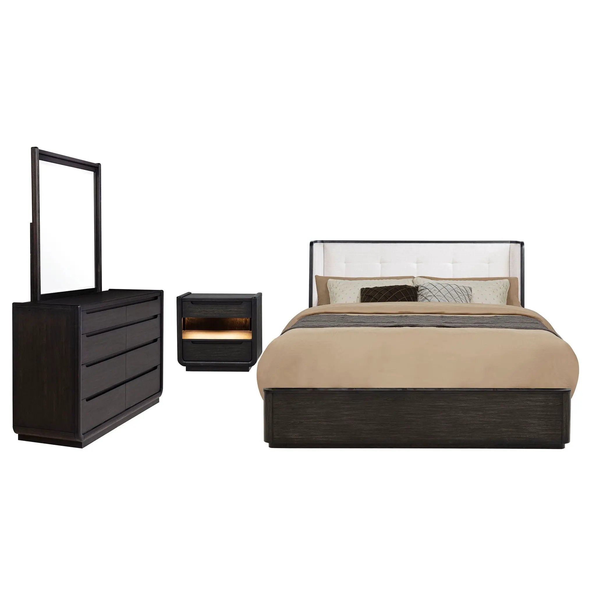 Leandro 4-piece California King Bedroom Set Burnished Black by Unique Piece Furniture