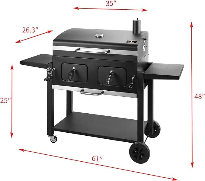 Charcoal Grill Outdoor BBQ Grill, Extra Large Cooking Area 794 Square Inches with Two Individual & Adjustable Charcoal Tray, Foldable Side Tables for Outdoor Cooking Backyard Camping Picnics By DNKMOR by GreenHaven Gardens
