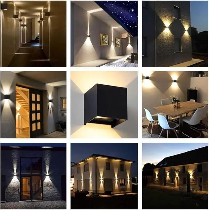 LANFU LED Aluminum Cube Square Wall Sconce Waterproof Outdoor Light Exterior Wall Lights fixtuers 20W 100-277V 2800K-3000K Not dimmable Warm Light 2LEDS Black-20W Outdoor Larger Version by GreenHaven Gardens