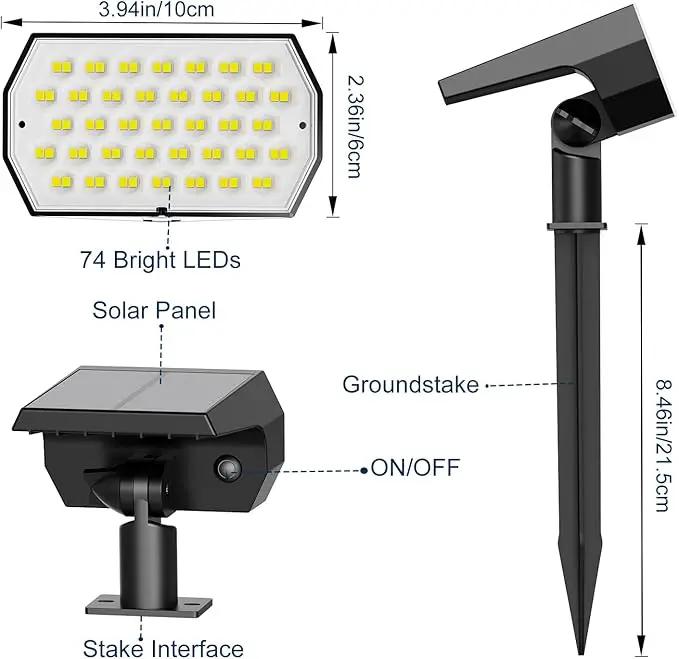 Solar Spot Lights Outdoor, [4 Pack/7 Colors/37 LED] 2-in-1 Solar Landscape Spotlights, IP65 Waterproof Auto On/Off Solar Powered Security Lights for Yard Garden Pathway Walkway by GreenHaven Gardens