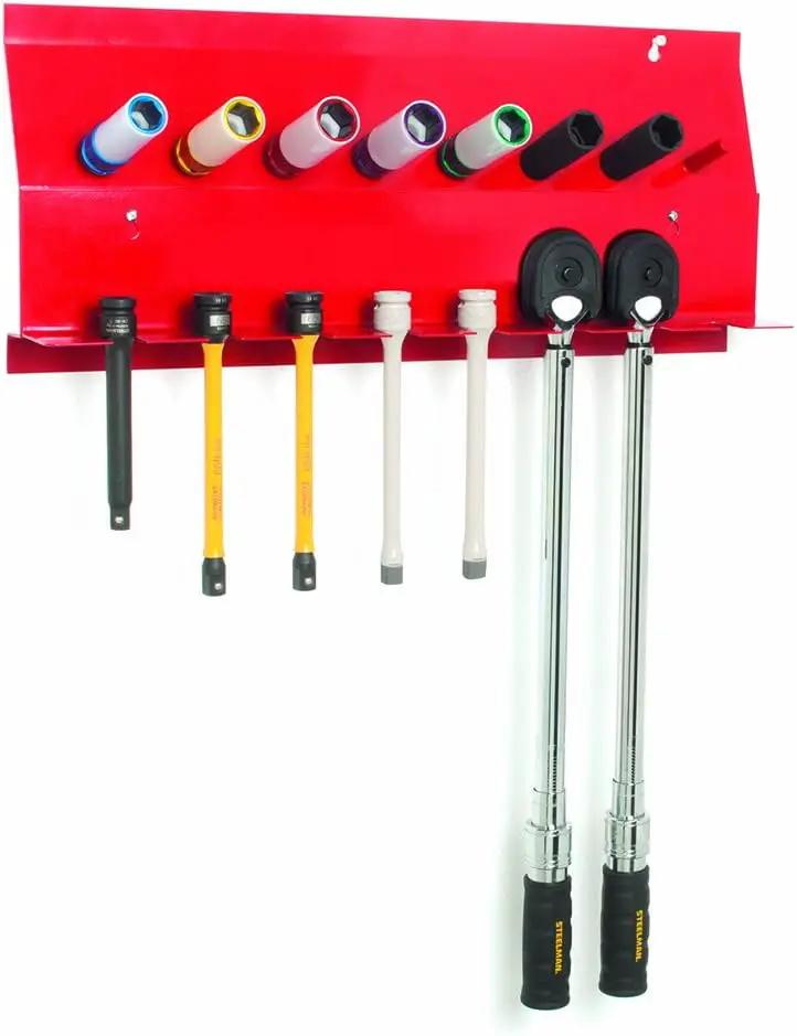 Steelman Wall Mounted Storage Bracket Tool Organizer for Sockets, Wrenches, and Extensions, 8 Slots, 8 Pegs by GreenHaven Gardens