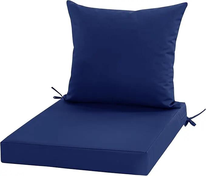 Outdoor Chair Cushions, Waterproof Outdoor Cushions for Patio Furniture w/Fade-Resistant, Removable & Machine-Washable Covers, 19x19 Inch, Ideal for Seat in Gardens/Porch – Set of 1/2/4, Navy Blue by GreenHaven Gardens
