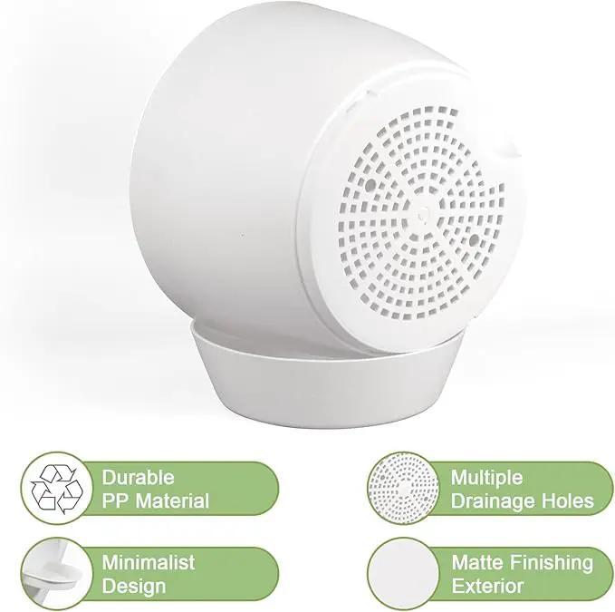 10/9/8 inch Medium Self Watering Pots, Plant Pots with Mesh Drainage Holes for Indoor Outdoor Garden Plants, Flower Pots with Removable Reservoir, Set of 3 Plastic Planters, White by GreenHaven Gardens
