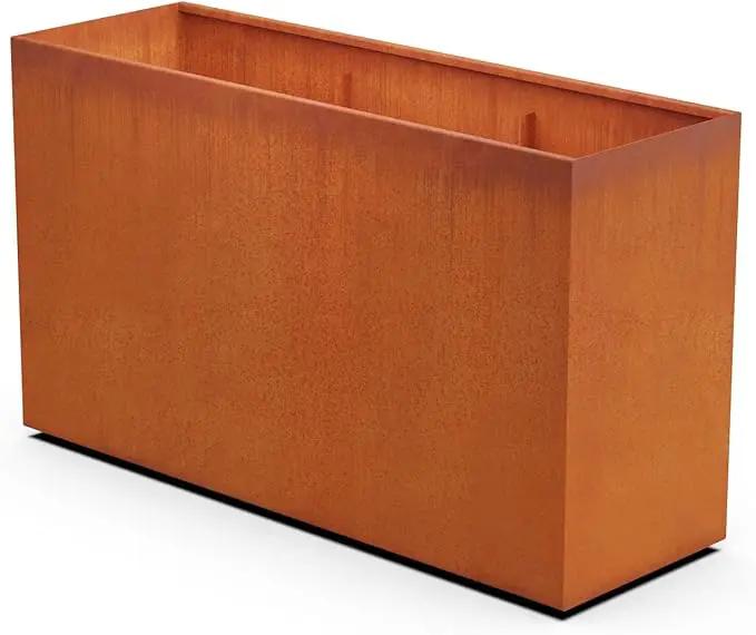 Corten Steel Planter Rectangle Outdoor Metal Garden Box Heavy Duty | Made in USA | Fully Assembled by GreenHaven Gardens