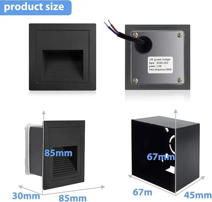 1pcs/3W Wall Recessed Stair Lights LED,Warm White,Indoor Step Light,Square Recessed Wall Light,Black Cover Staircase Light IP20 for Indoor Stairs, Home, Kitchen, Attic, Aisle by GreenHaven Gardens