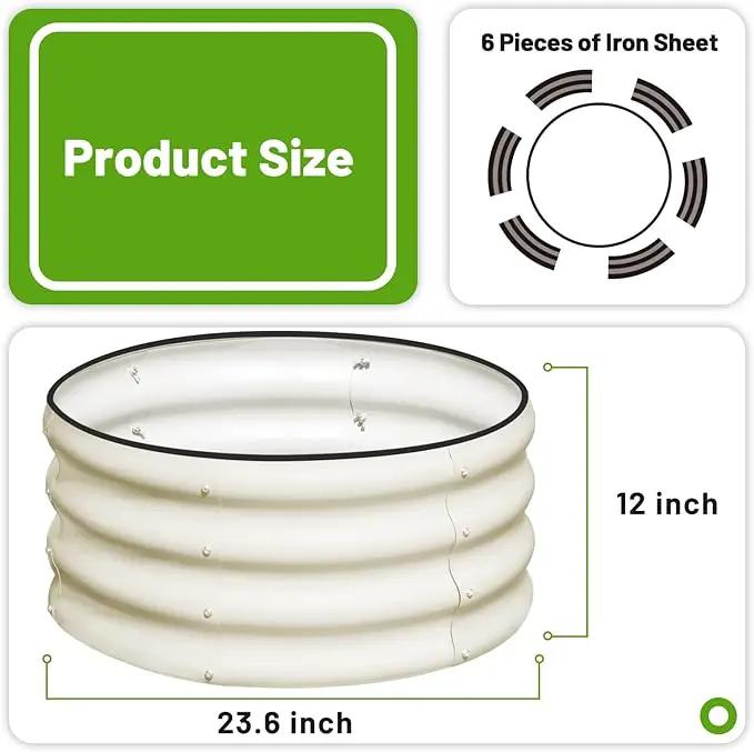 SnugNiture 2x2x1ft Round Galvanized Raised Garden Bed Kit Outdoor, Metal Planter Box for Planting Plants Vegetables, White by GreenHaven Gardens