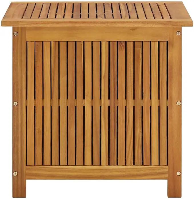 vidaXL Wooden Deck Box - Outdoor Teak Storage Chest, Ideal for Patio Furniture Cushions, Pool Accessories, Garden Tools - Water-Resistant Bag Inside - 23.6''x19.7''x22.8'', Solid Acacia Wood by GreenHaven Gardens