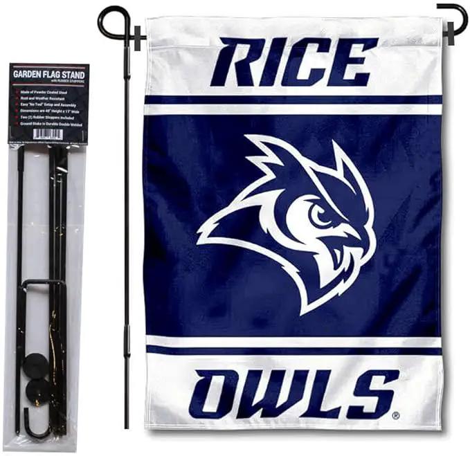 College Flags & Banners Co. Rice Owls Garden Flag with Stand Holder by GreenHaven Gardens
