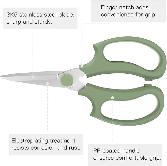 Flower Scissors, Strong Floral Shears,3PCS Premium Steel Garden Pruning Shears Floral Fruits Leaf Scissors Hand Pruner Snip Trimming Tool for Gardening Flower Arrangement, Green by GreenHaven Gardens