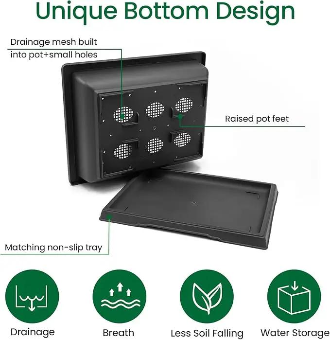 GROWNEER Bonsai Training Pots 3Pcs 18 Inch Large Bonsai Tree Starter Kits with Drainage Humidity Trays and 1 Repotting Mat, Growing Flower Planter Set for Garden Indoor Outdoor by GreenHaven Gardens